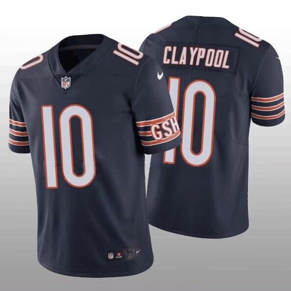 Men's Chicago Bears #10 Chase Claypool Navy Vapor Untouchable Limited Stitched Football Jersey Men's Chicago Bears #10 Chase Claypool Navy Vapor Untouchable Limited Stitched Football Jersey